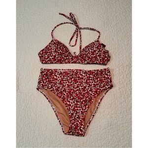 NWT J. Crew Bikini (top & bottom) in Liberty Eliza’s Red, size small